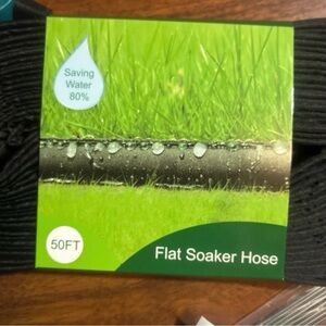 50 ft. Flat Soaker Garden Hose with Stakes - Black